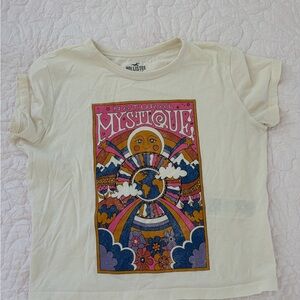 Hollister Natural Mystique Graphic Crop Top - Cream